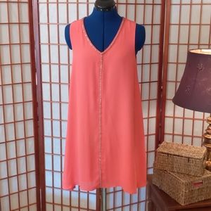 Peach rhinestone detail shift dress